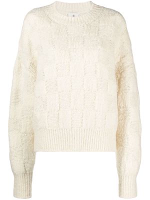 ANINE BING Bennet checked-knit wool blend jumper - Neutrals
