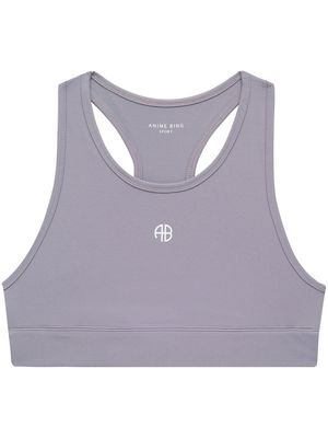 ANINE BING Blair logo-print sports bra - Purple