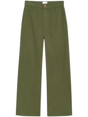 ANINE BING Briley curved-seam twill trousers - Green