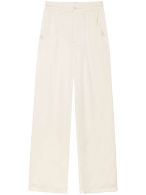 ANINE BING Carrie silk wide-leg trousers - White