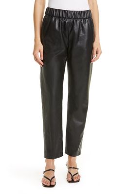 ANINE BING Colton Faux Leather Track Pants in Black