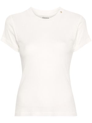 ANINE BING crew-neck fine-ribbed T-shirt - White