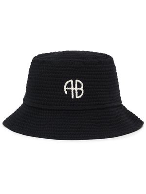 ANINE BING crochet knitted bucket hat - Black
