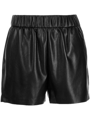 ANINE BING elasticated-waist leather-look shorts - Black
