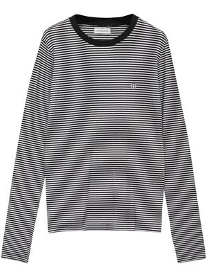 ANINE BING embroidered-logo striped top - Black