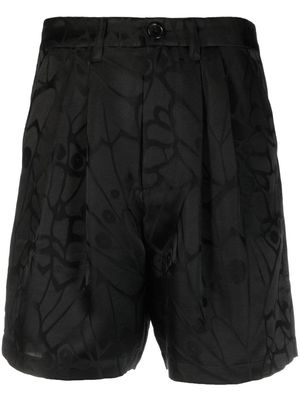 ANINE BING floral silk short shorts - Black