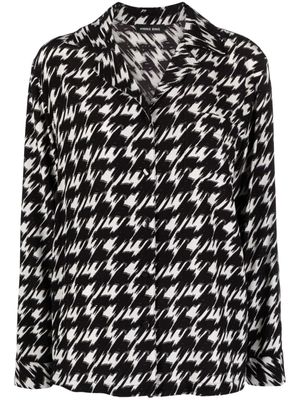 ANINE BING houndstooth-print crepe blouse - Black