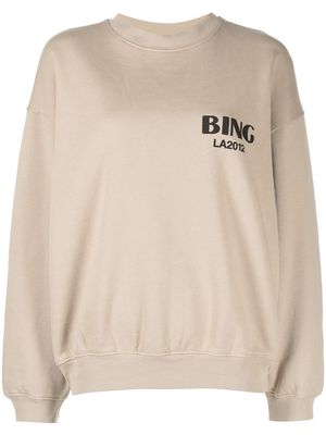 ANINE BING Jaci logo-print cotton sweatshirt - Brown