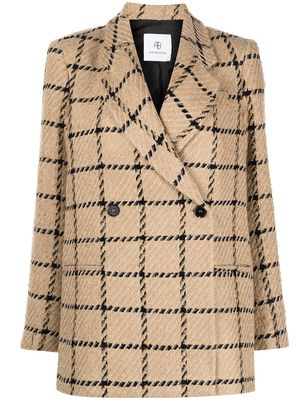 ANINE BING Kaia check-pattern blazer - Brown