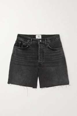 Anine Bing - Kat Distressed Denim Shorts - Black