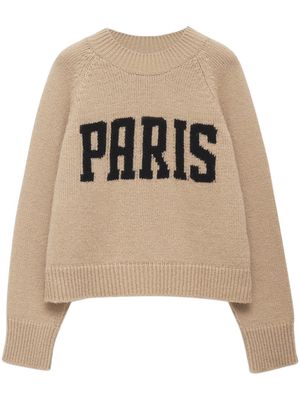 ANINE BING Kendrick instarsia-logo sweater - Neutrals