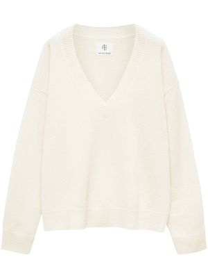 ANINE BING Lee V-neck cashmere jumper - White