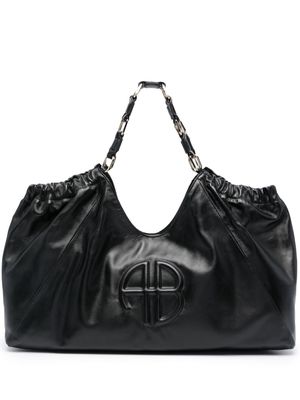 ANINE BING logo-embossed leather tote bag - Black