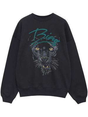 ANINE BING logo-embroidered cotton sweatshirt - Black