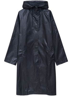 ANINE BING logo-embroidered hooded raincoat - Blue