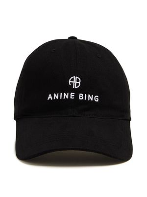 ANINE BING logo-embroidery cotton baseball hat - Black