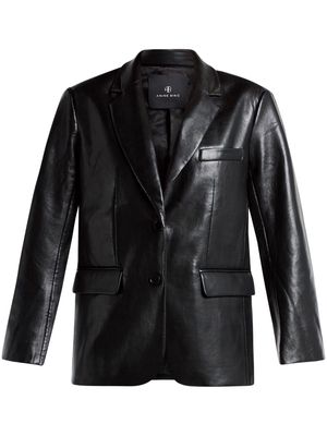 ANINE BING Lou single-breasted leather blazer - Black