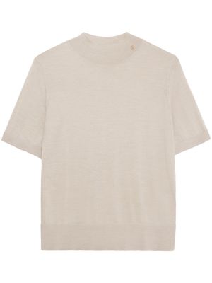 ANINE BING Monique short-sleeved knitted T-shirt - Neutrals