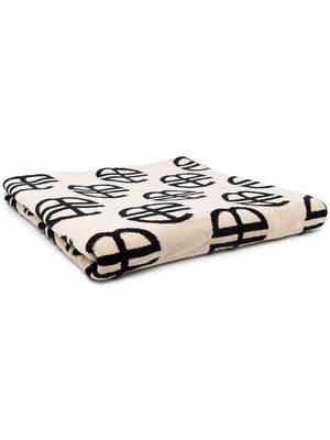 ANINE BING monogram two-tone towel - Black