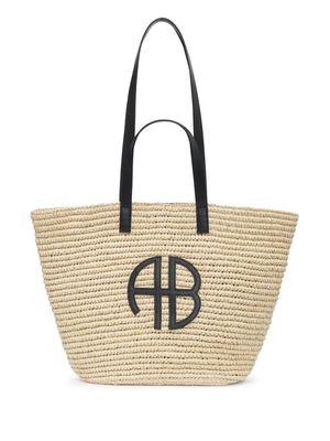 ANINE BING Palermo raffia tote bag - Neutrals