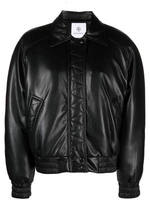 ANINE BING polished-finish zip-fastening jacket - Black