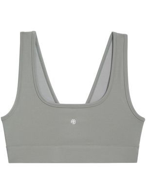 ANINE BING Renae logo-embroidered sports bra - Grey