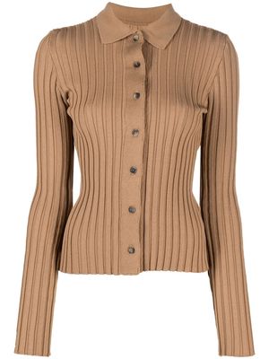 ANINE BING ribbed-knit button-fastening cardigan - Neutrals