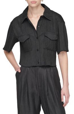 ANINE BING Scout Cotton Button-Up Blouse in Black