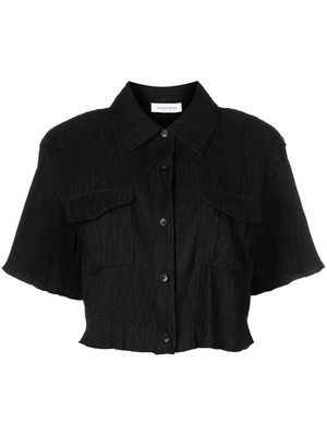ANINE BING Scout plissé short-sleeve shirt - Black