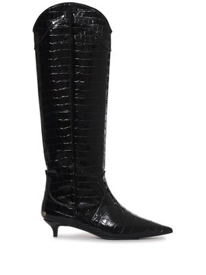 ANINE BING Tall Rae 40mm crocodile-embossed boots - Black