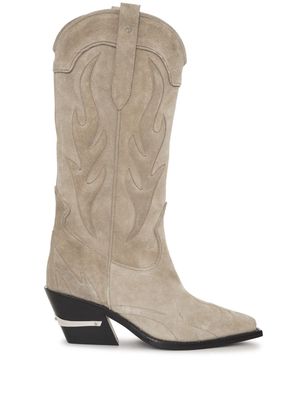 ANINE BING Tania 70mm leather western knee boots - Neutrals