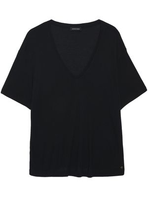 ANINE BING Vale V-neck T-Shirt - Black