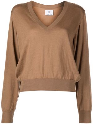 ANINE BING Valerie cashmere knitted top - Brown