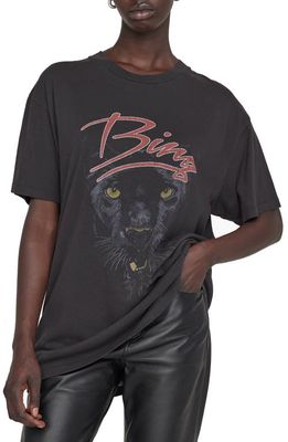 ANINE BING Walker Panther Oversize Organic Cotton Graphic Tee in Black