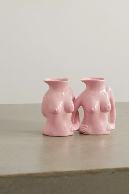 Anissa Kermiche - Titty Committee Set Of Two Mini Earthenware Jugs - Pink