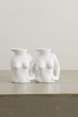 Anissa Kermiche - Titty Committee Set Of Two Mini Earthenware Jugs - White