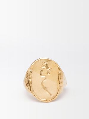 Anita Berisha - Femme 14kt Gold-plated Signet Ring - Womens - Yellow Gold