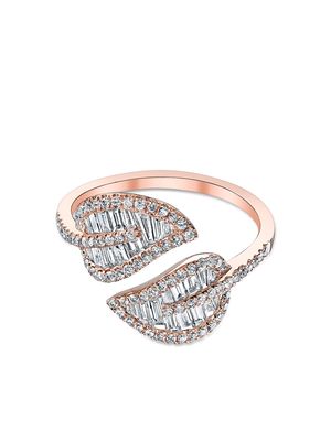 Anita Ko 18kt rose gold small diamond leaf ring - Pink