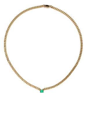 Anita Ko 18kt yellow gold small Cuban link emerald necklace