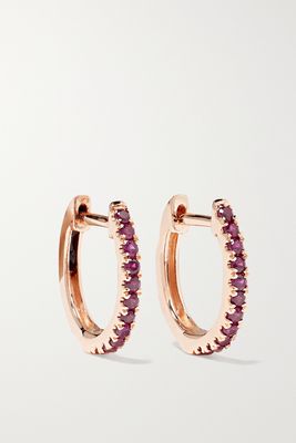 Anita Ko - Huggies 18-karat Rose Gold Ruby Earrings - one size