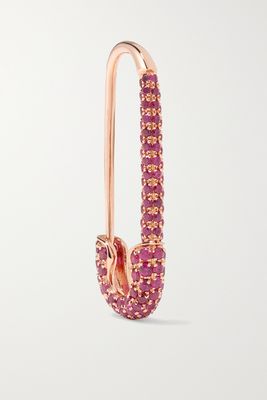 Anita Ko - Safety Pin 18-karat Rose Gold Ruby Single Earring - L