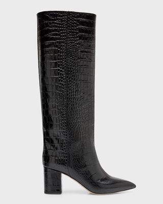 Anja Croco Block-Heel Knee Boots