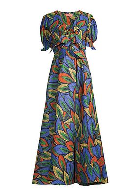 Anjola Leaf Print Maxi Dress