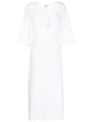 Anjuna crochet-knit split-neck dress - White