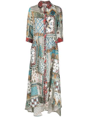 Anjuna Licia patchwork-print long shirt dress - Neutrals