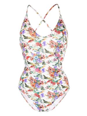 Anjuna Mara floral-print scoop-neck swimsuit - Neutrals