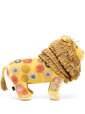 Anke Drechsel embroidered lion soft toy - Yellow
