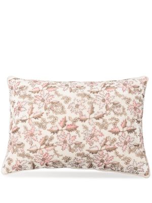 Anke Drechsel floral-embroidered silk-velvet cushion - White