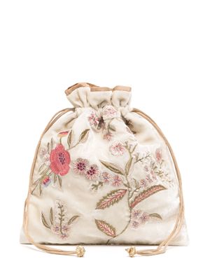 Anke Drechsel floral-embroidered silk-velvet purse - Neutrals