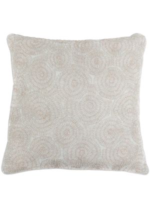 Anke Drechsel geometric-embroidered velvet cushion - Blue